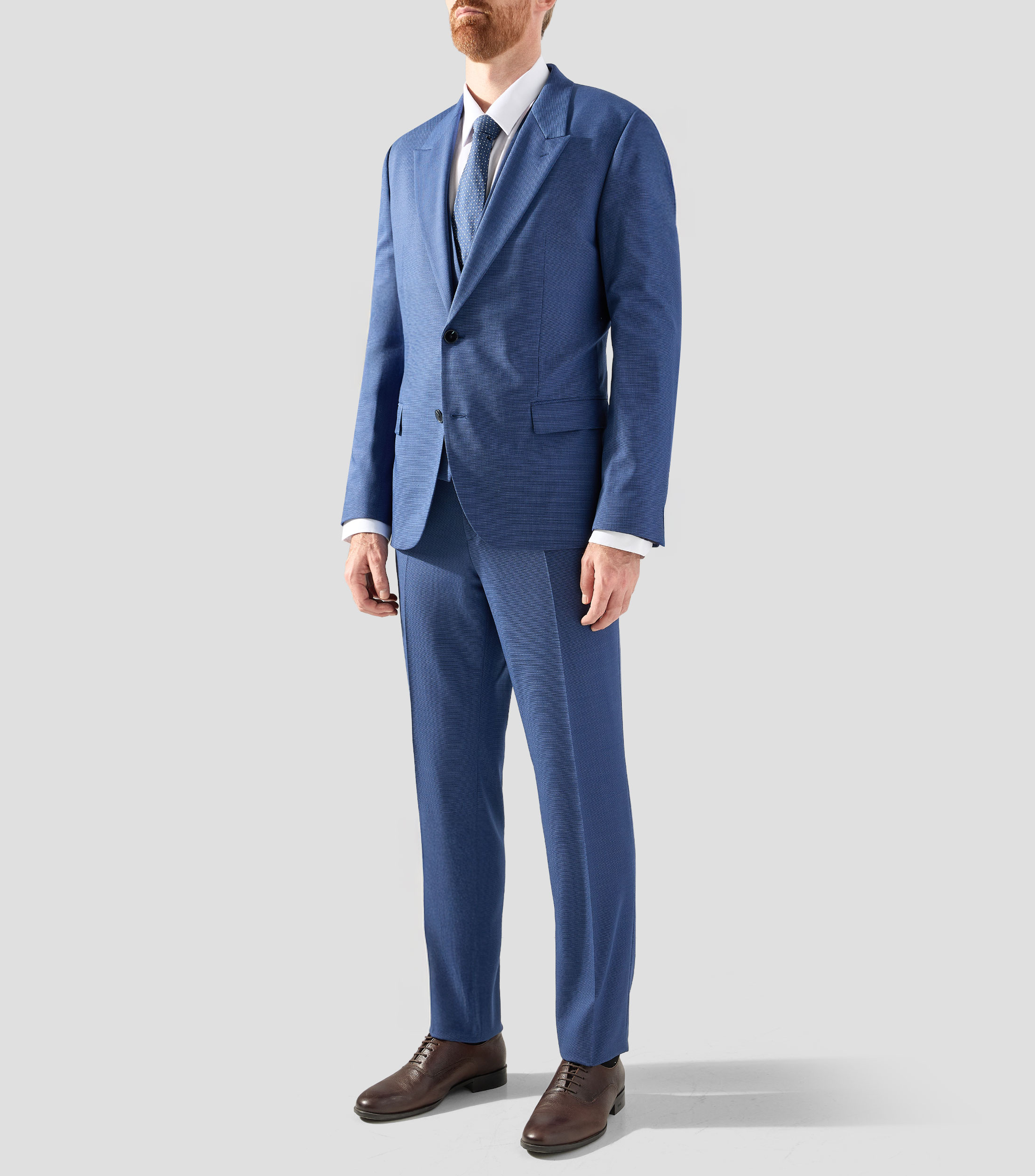 Traje 3 piezas corte regular jaspeado Hombre